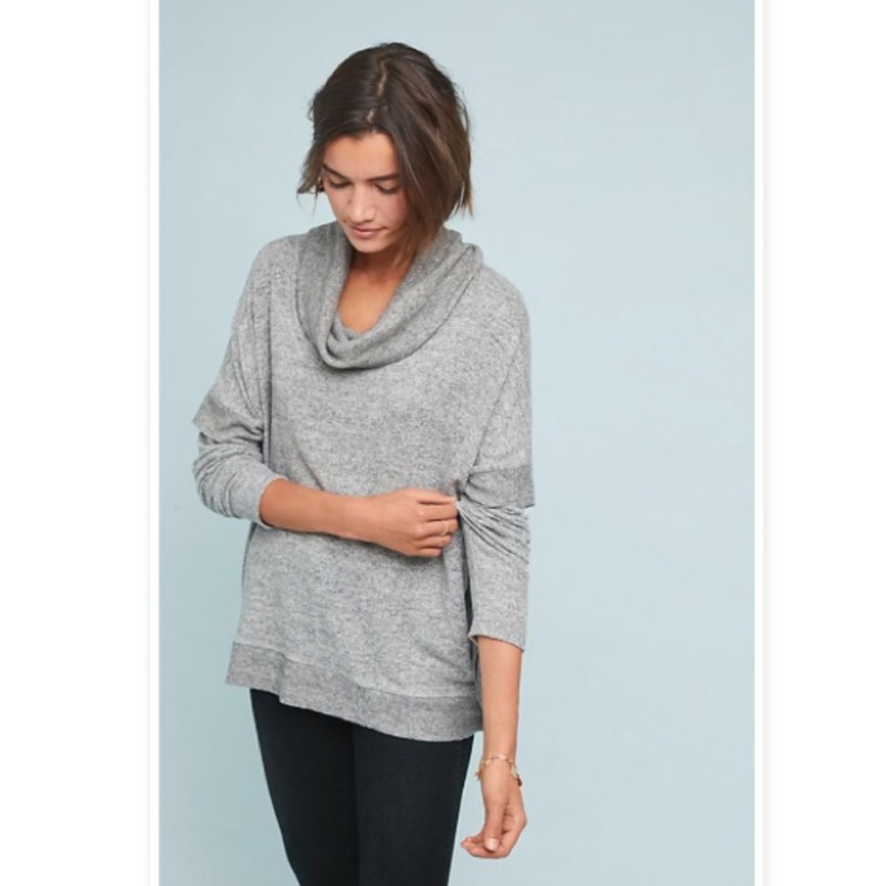 Anthropologie Postage Stamp Cowl Neck Knit Top Sz Large